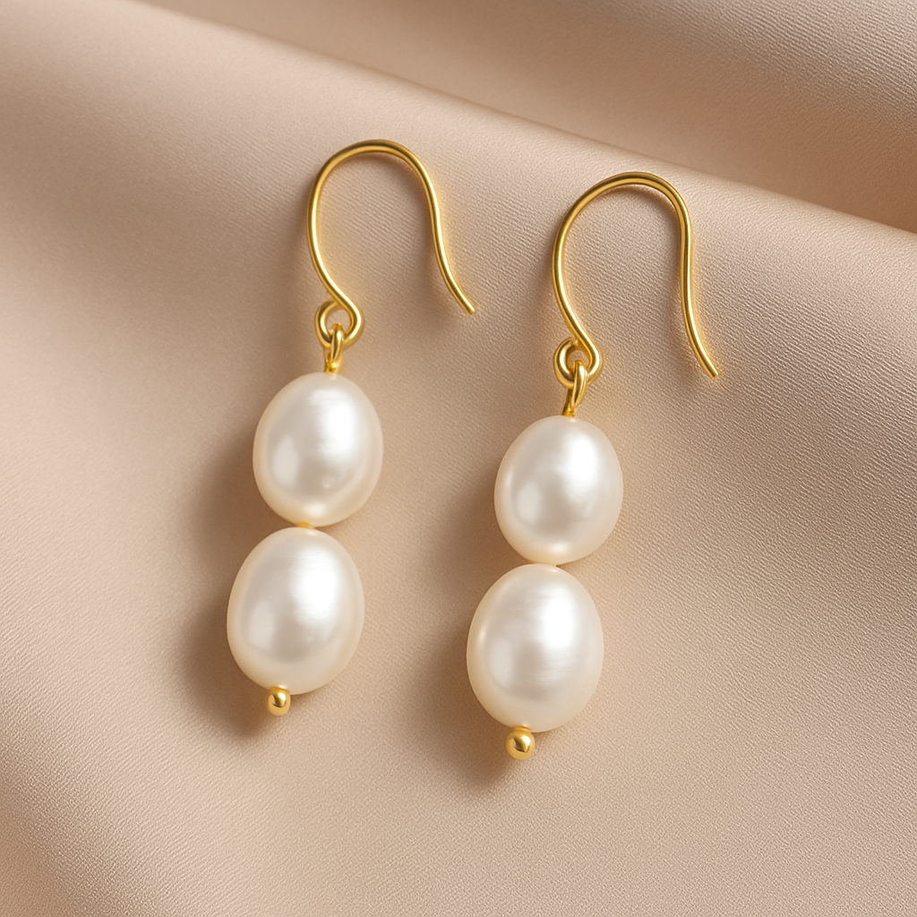 Double Pearl Drop Earring