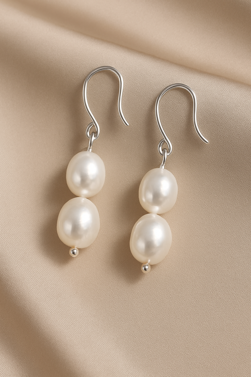 Double Pearl Drop Earring